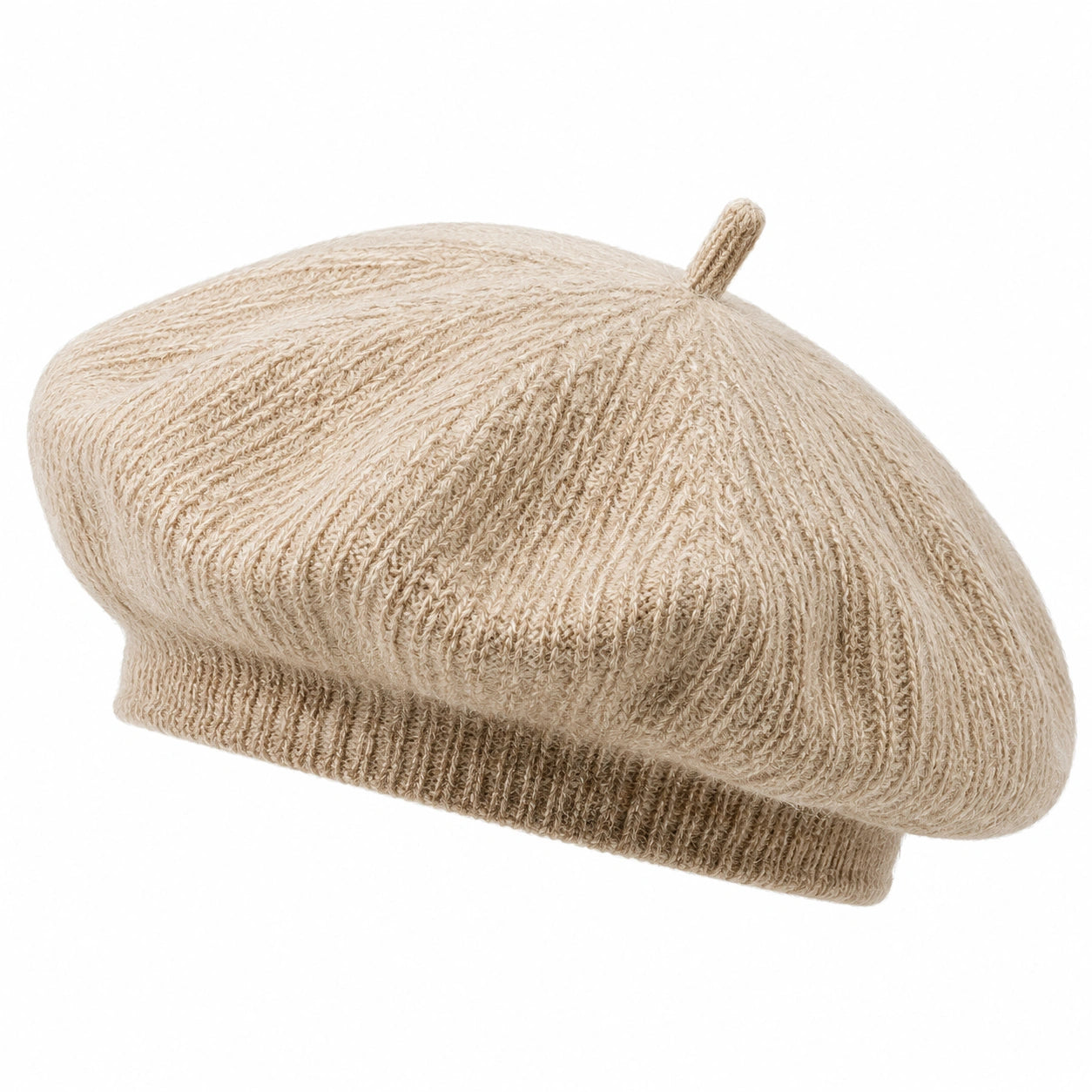 Basco donna taglia unica in maglia beige - stile classico per uso quotidiano