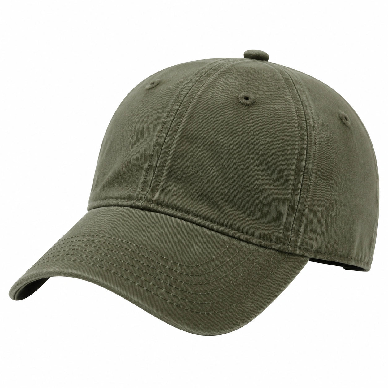Cappellino da baseball taglia unica in tessuto twill verde oliva - visiera curva regolabile