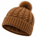 Berretto in maglia taglia unica marrone con pompon stile invernale
