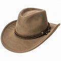 Cappello cowboy taglia unica marrone effetto scamosciato con fascia intrecciata stile western
