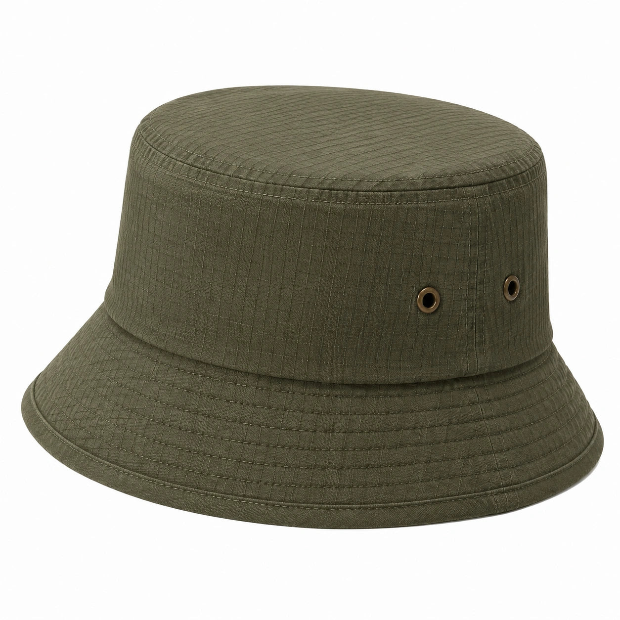 Cappello pescatore taglia unica in tessuto verde oliva con tesa ampia
