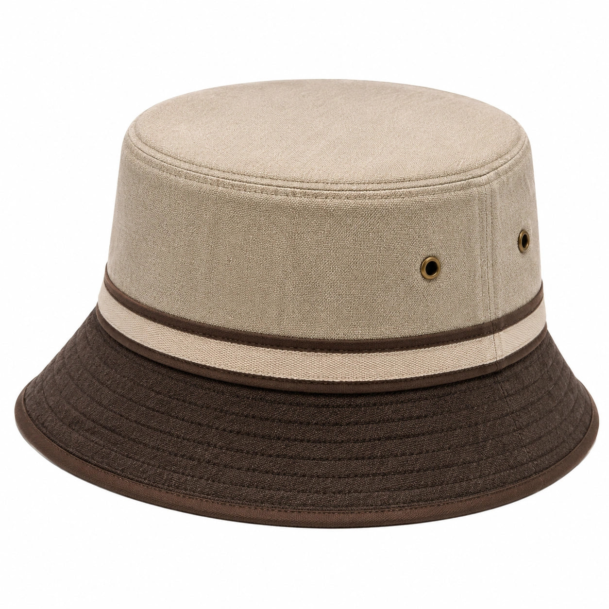 Cappello da pescatore taglia unica in tessuto beige e marrone stile casual