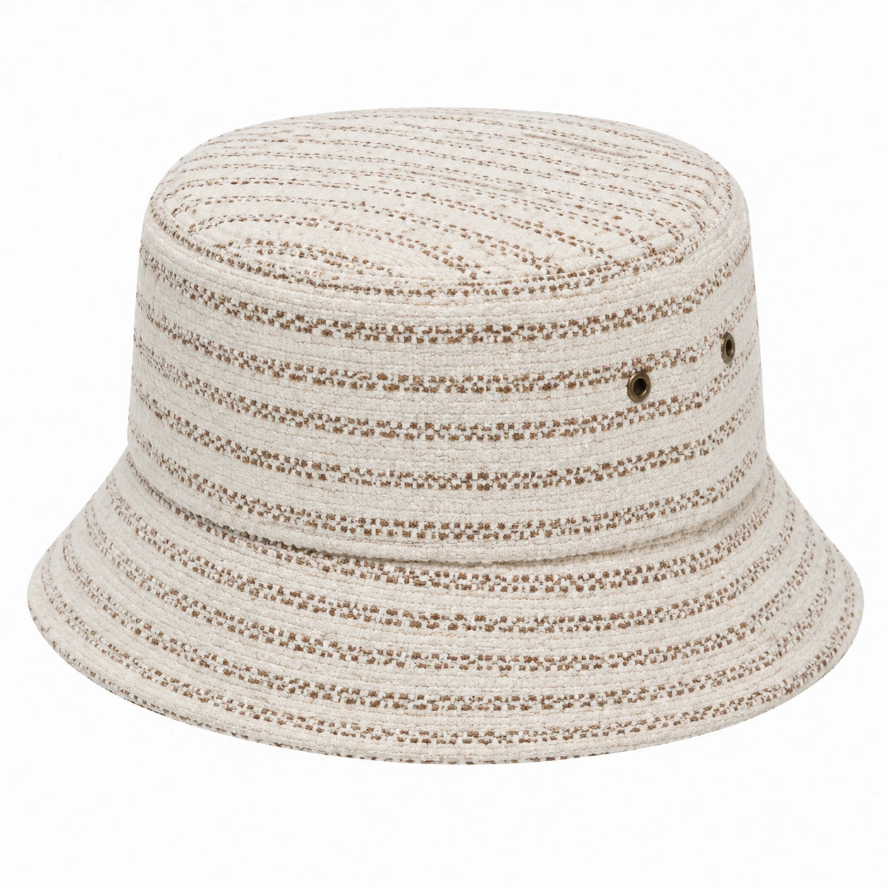 Cappello da pescatore taglia unica in tessuto intrecciato beige/marrone con tesa flessibile