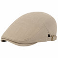 Berretto piatto taglia unica in tessuto beige regolabile stile classico