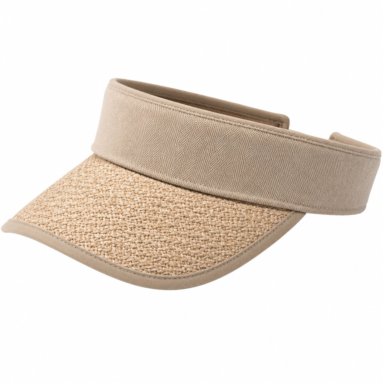 Visiera parasole taglia unica in fibra intrecciata beige - regolabile per attività all'aperto